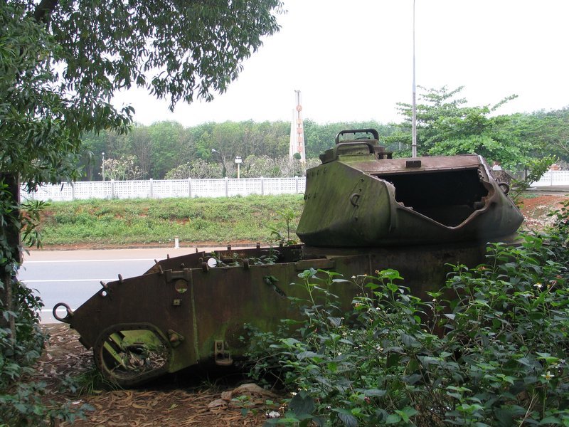 photo of rusted-out American tank